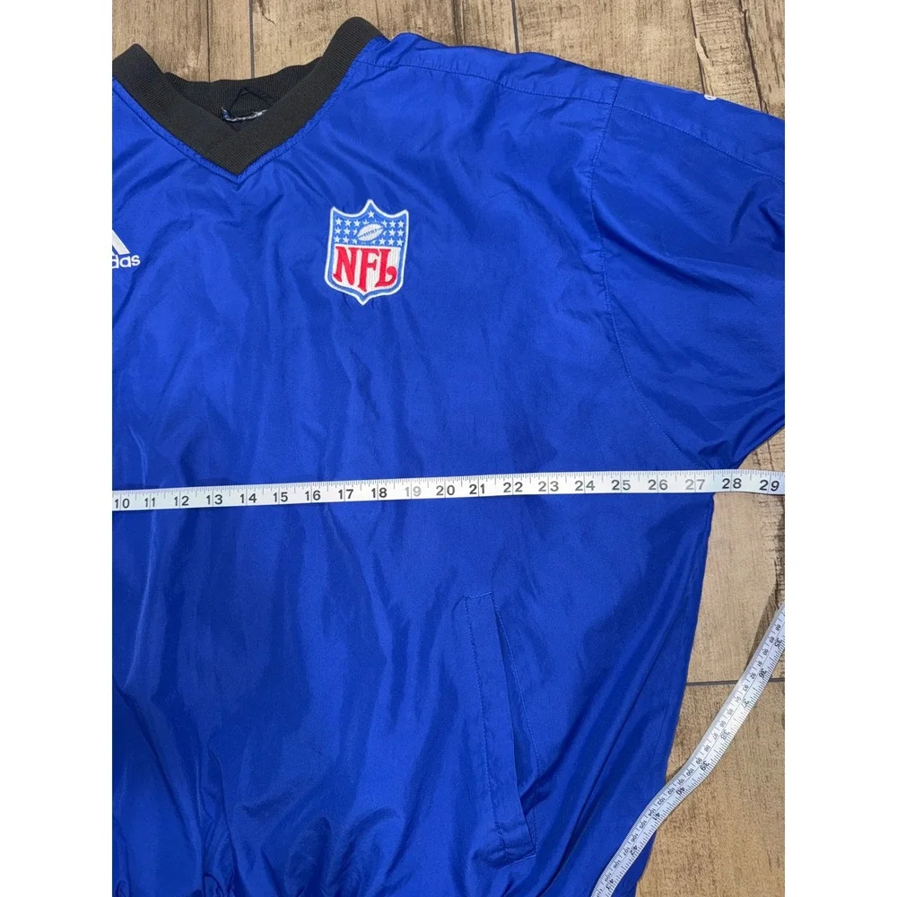Adidas NFL Pullover Windbreaker Jacket Blue Mens V Neck Long‎ Sleeve